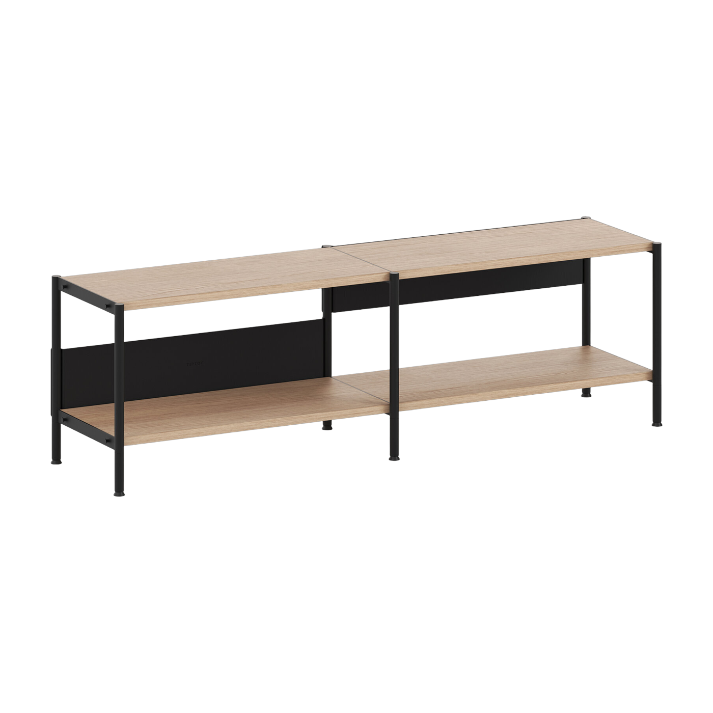 Niedrige Konsole aus ökozertifiziertem Holz und graphitschwarzem Stahl 50x164cm Unit -. TIPTOE