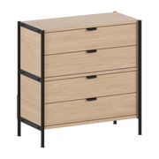 Etagère avec 4 tiroirs en bois éco-certifié et acier noir graphite 85x84cm Unit - TIPTOE