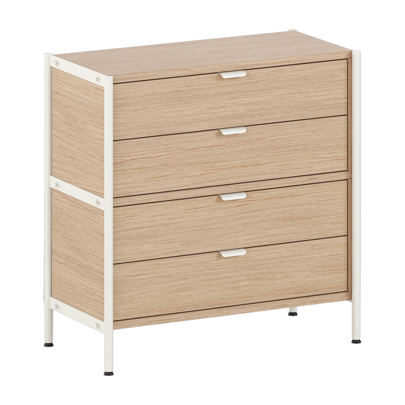 Regal mit 4 Schubladen aus öko-zertifiziertem Holz und Stahlcremeweiß 85x84cm Unit - TIPTOE