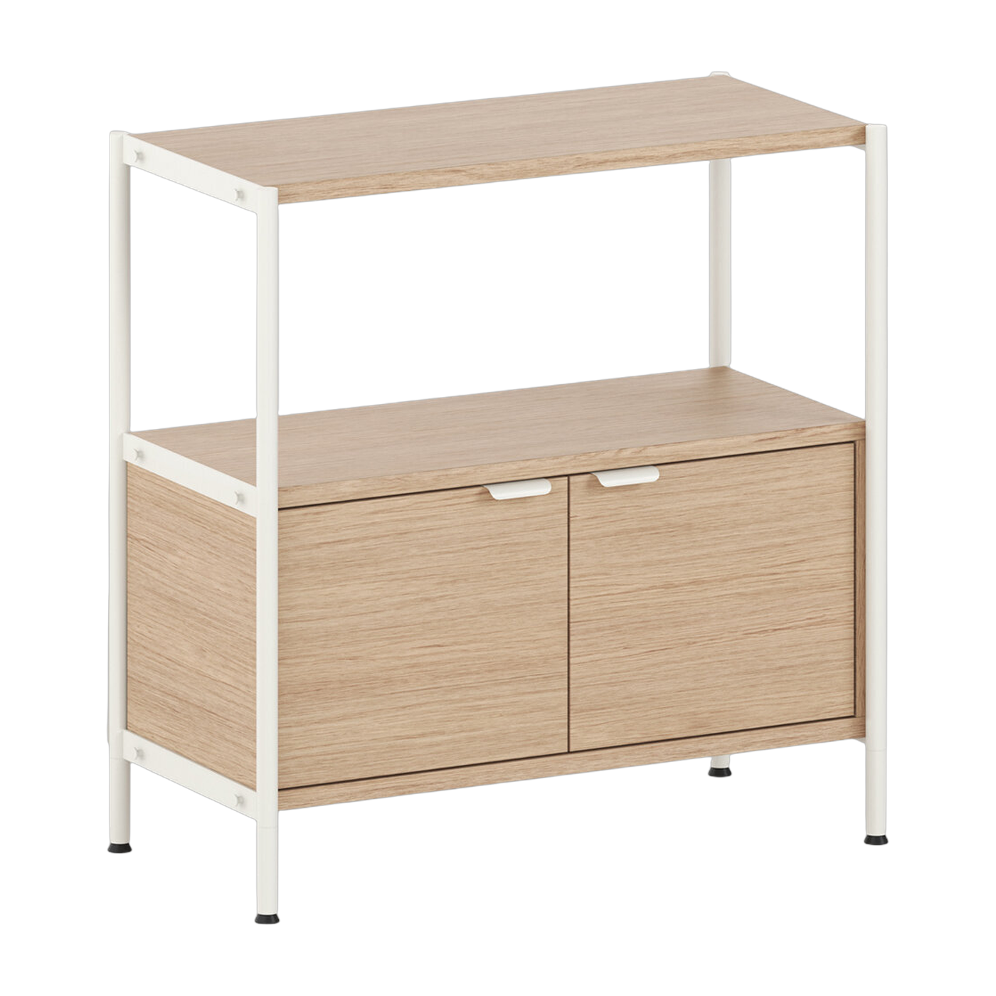 Regal mit 2 Türen aus ökozertifiziertem Holz und Stahl cremeweiß 85x84cm Unit - TIPTOE