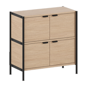 Cómoda de 4 puertas de madera ecocertificada y acero negro grafito 85x84cm Unit - TIPTOE