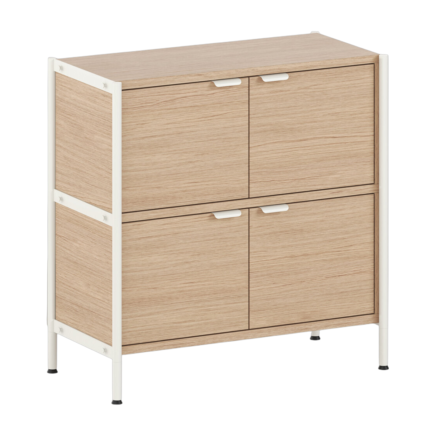 4-door chest of drawers in eco-certified wood and cream-white steel 85x84cm Unit - TIPTOE