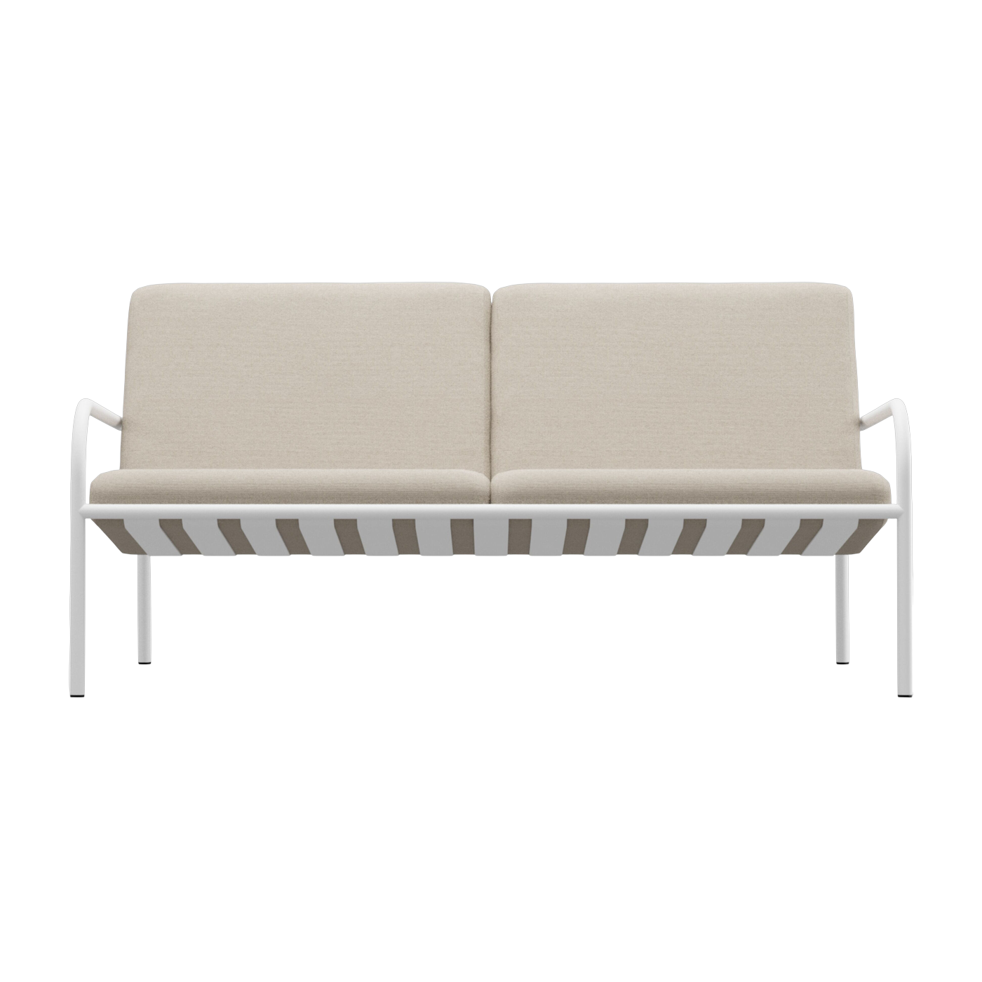 Canapé de jardin en acier blanc et assise sable 168cm Cruz - Metallbude