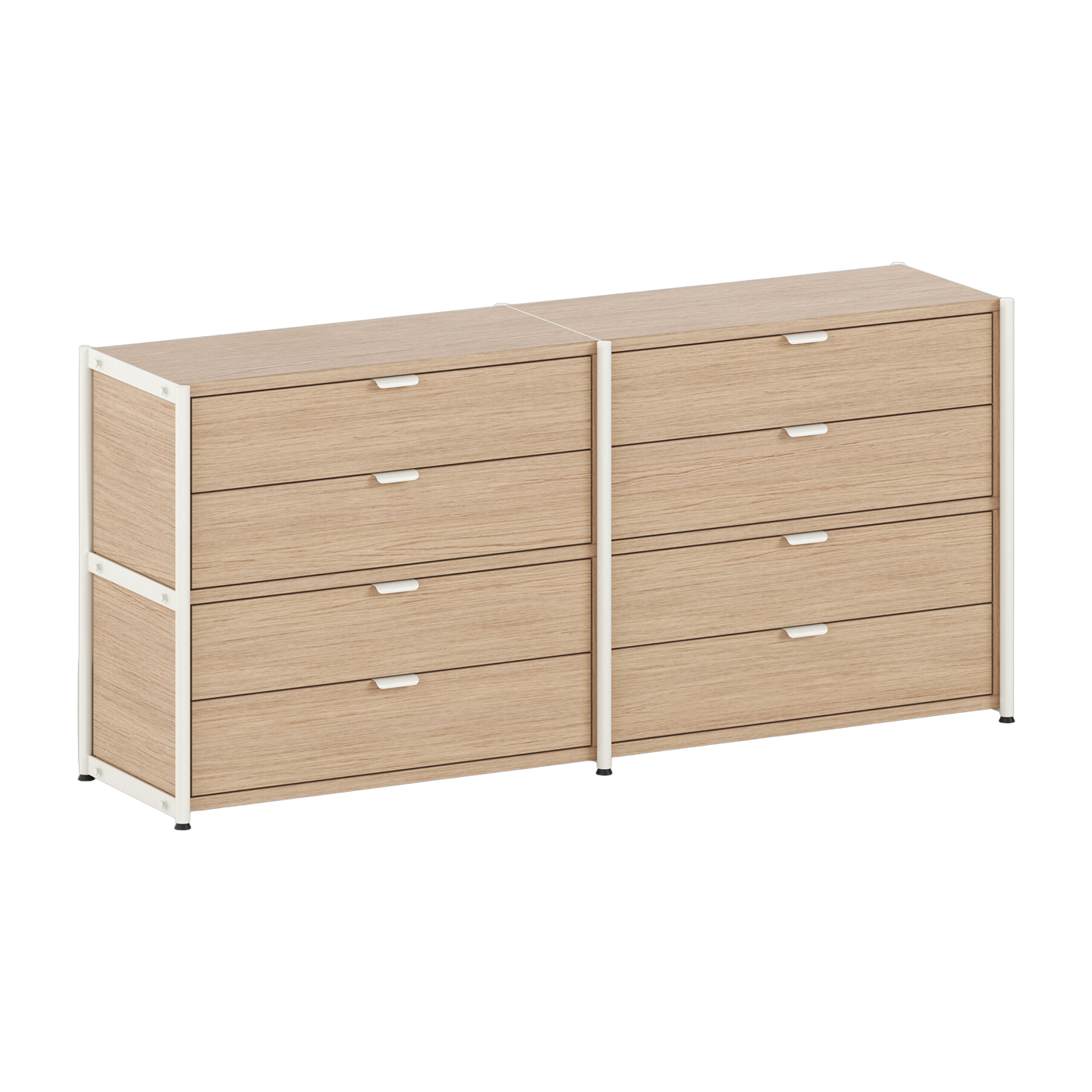 Regal mit 8 Schubladen aus ökozertifiziertem Holz und Stahl cremeweiß 85x164cm Unit -. TIPTOE