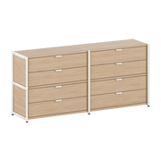 Commode avec 8 tiroirs en bois éco-certifié et acier blanc crème 85x164cm Unit - TIPTOE
