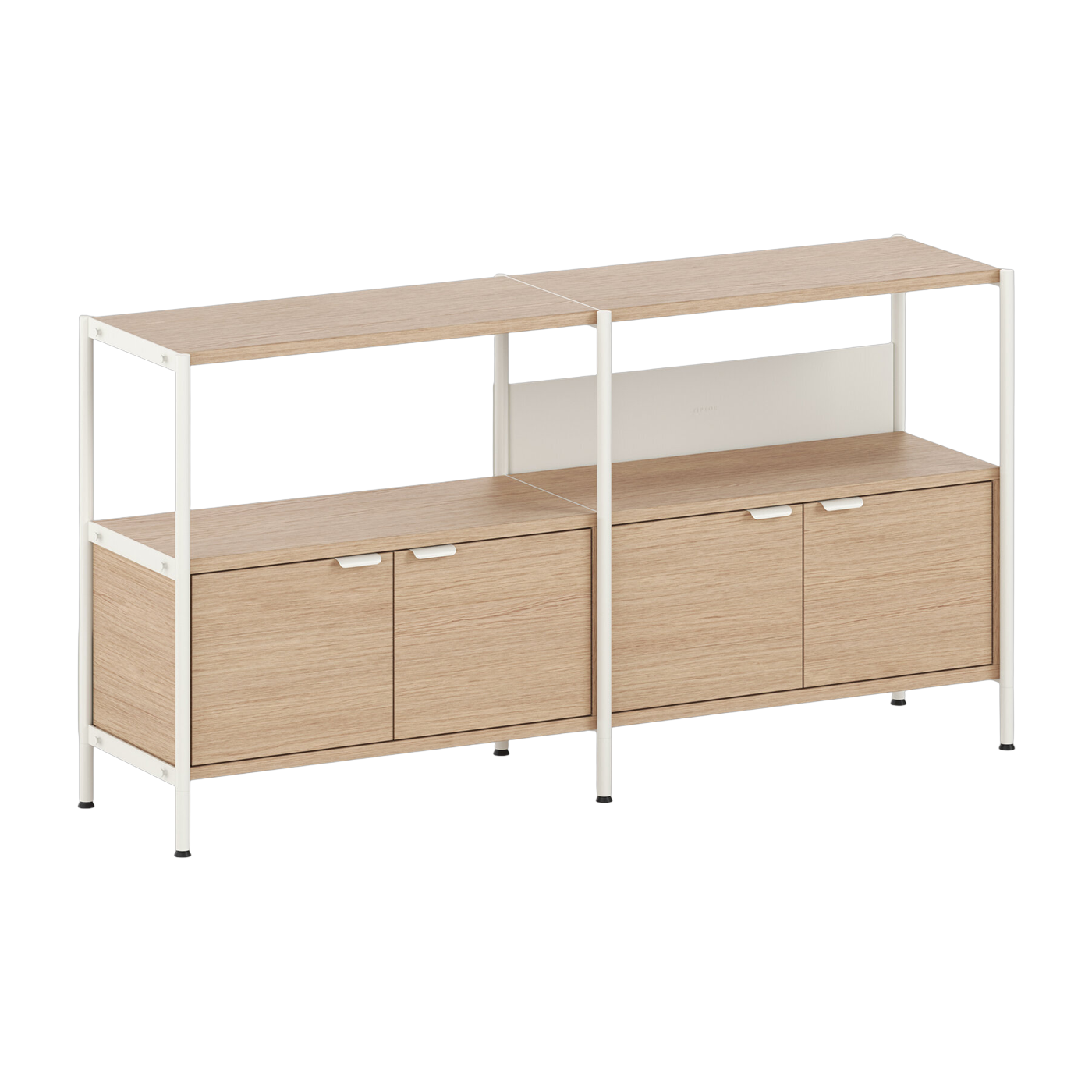Regal mit 4 Türen aus öko-zertifiziertem Holz und Stahl cremeweiß 85x164cm Unit - -. TIPTOE