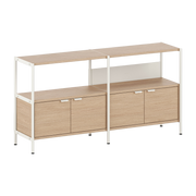 Shelf with 4 doors in eco-certified wood and cream white steel 85x164cm Unit - TIPTOE