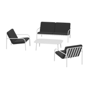 Salon de jardin 4 éléments en acier blanc et assise graphite - Metallbude