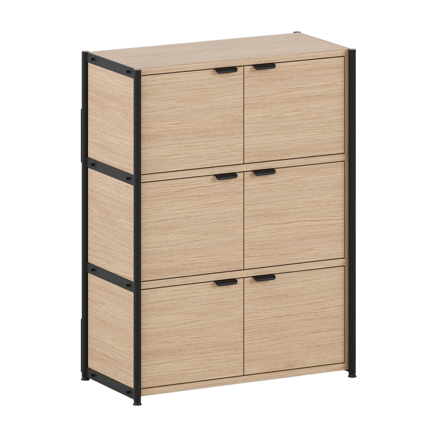 3-door chest of drawers in eco-certified wood and graphite-black steel 110x84cm Unit - TIPTOE