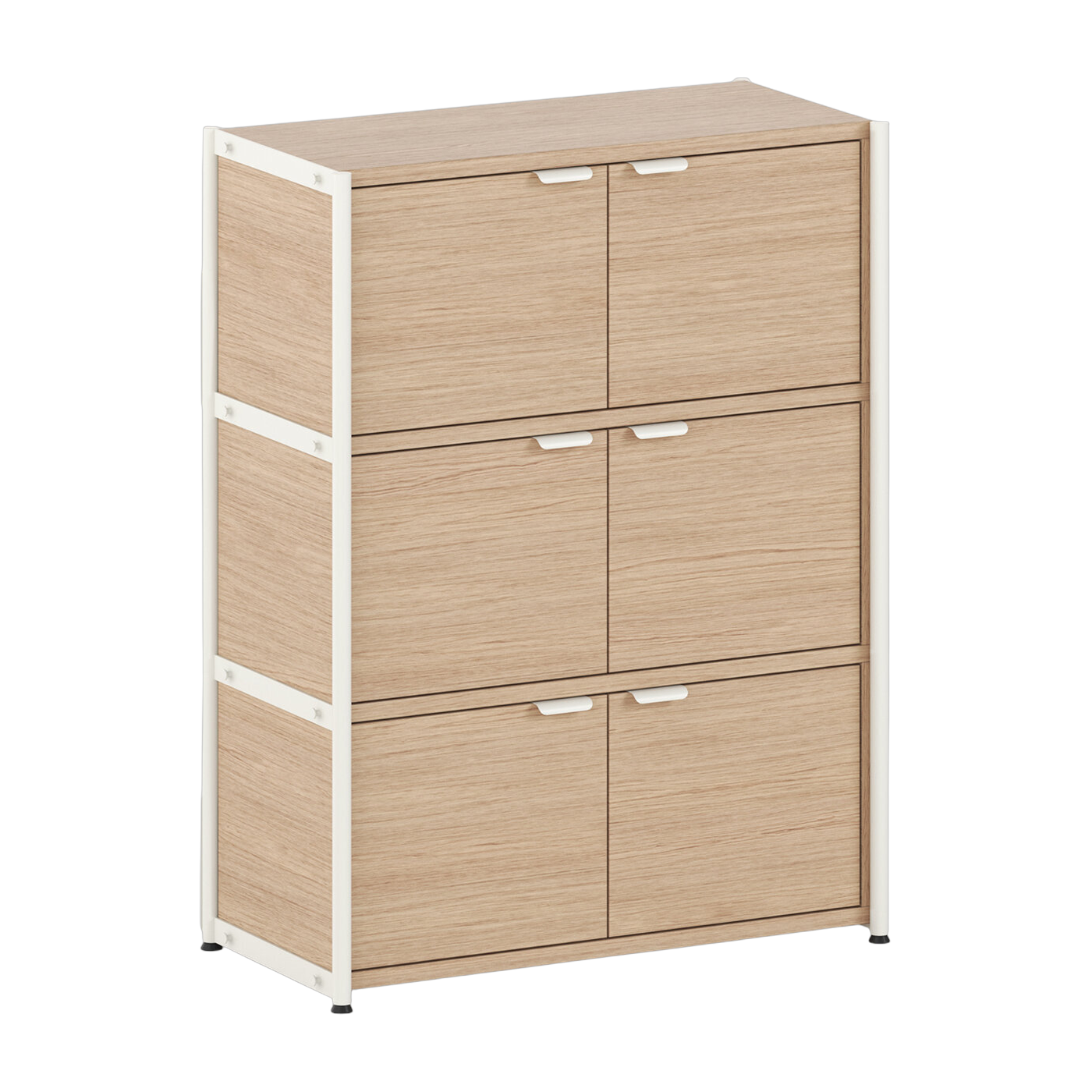 3-door chest of drawers in eco-certified wood and cream-white steel 110x84cm Unit - TIPTOE