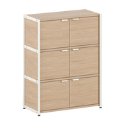 Commode avec 3 portes en bois éco-certifié et acier blanc crème 110x84cm Unit - TIPTOE