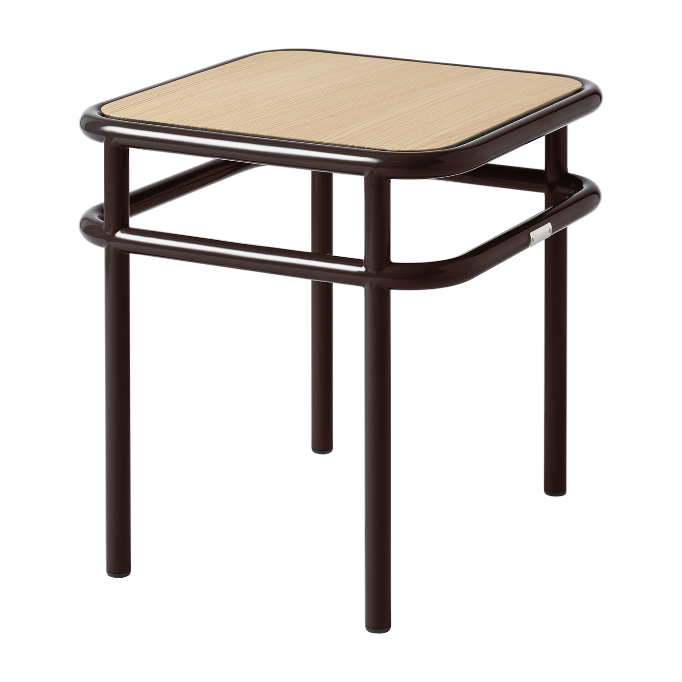 Quadratischer Beistelltisch aus heller Eiche und schwarzbraunem Stahl 44x44x45, 5cm UD - - Tolix