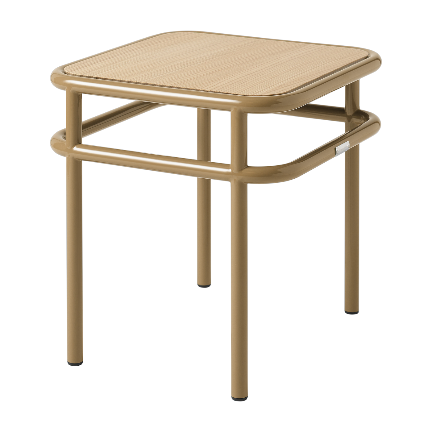 Mesa auxiliar cuadrada de roble claro y acero verde-marrón 44x44x45, 5cm UD - Tolix