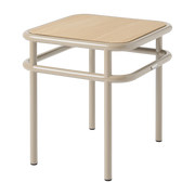 Quadratischer Beistelltisch aus heller Eiche und graubeigem Stahl 44x44x45, 5cm UD -. Tolix