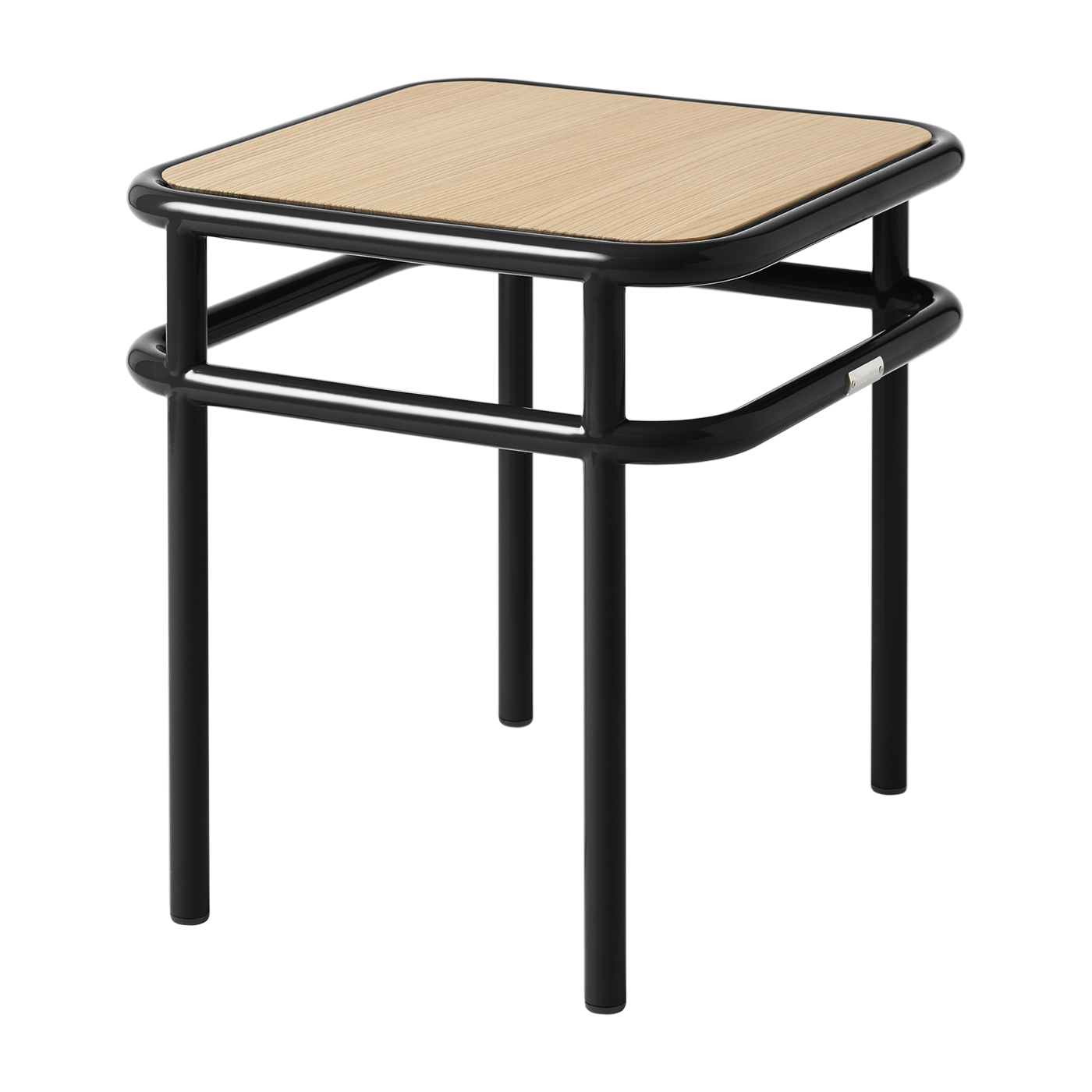 Quadratischer Beistelltisch aus heller Eiche und tiefschwarzem Stahl 44x44x45, 5cm UD -. Tolix
