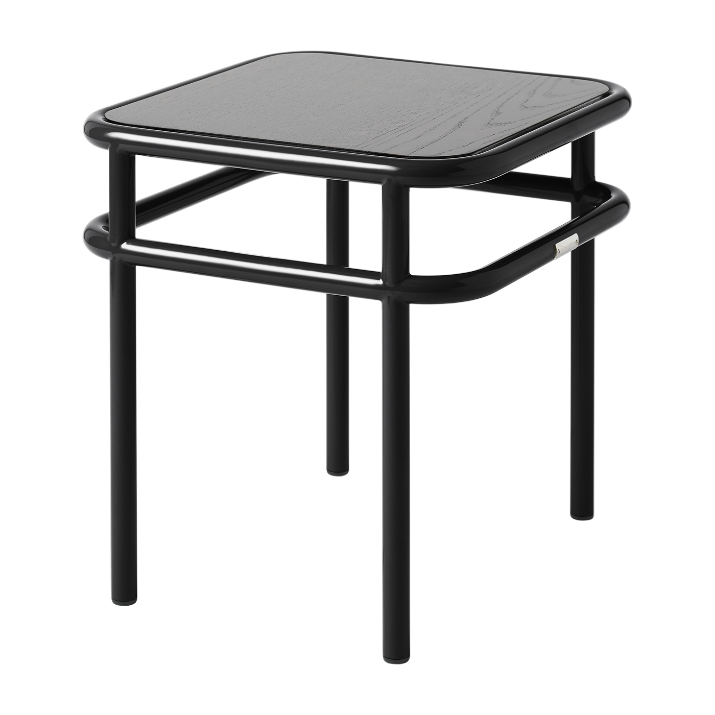 Quadratischer Beistelltisch aus schwarzer Eiche und tiefschwarzem Stahl 44x44x45, 5cm UD -. Tolix