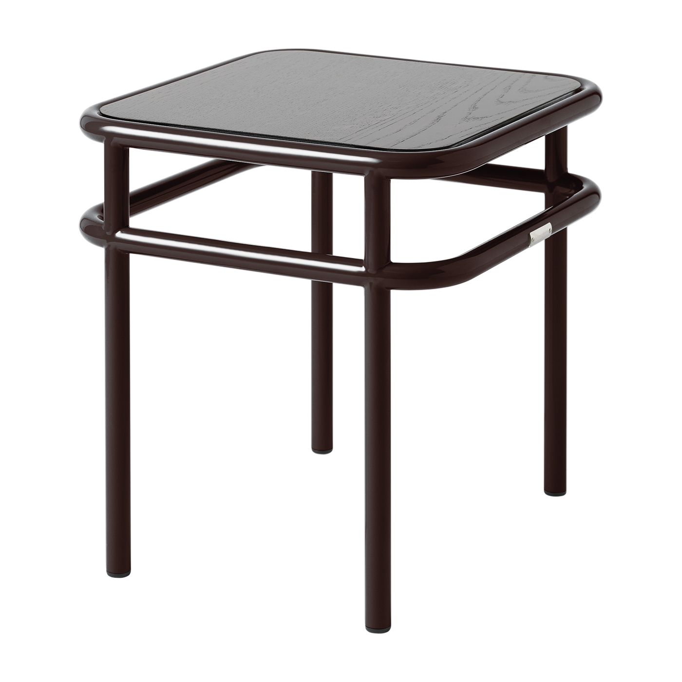 Quadratischer Beistelltisch aus schwarzer Eiche und schwarzbraunem Stahl 44x44x45, 5cm UD -. Tolix