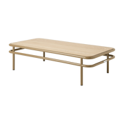 Rectangular coffee table in light oak and green-brown steel 120x60x30. 5cm UD - Tolix