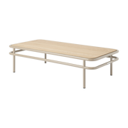 Mesa de centro rectangular de roble claro y acero gris-beige 120x60x30, 5cm UD - Tolix
