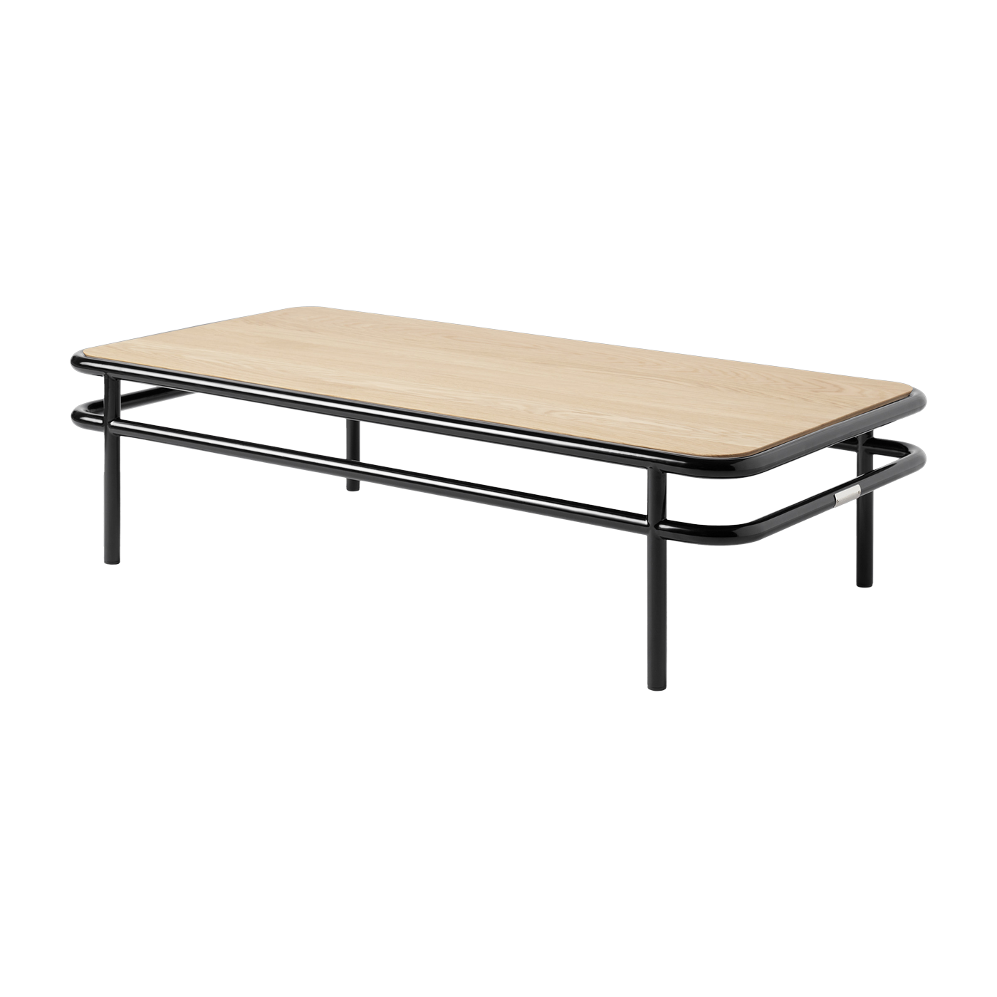Rechteckiger Couchtisch aus heller Eiche und tiefschwarzem Stahl 120x60x30, 5cm UD -. Tolix