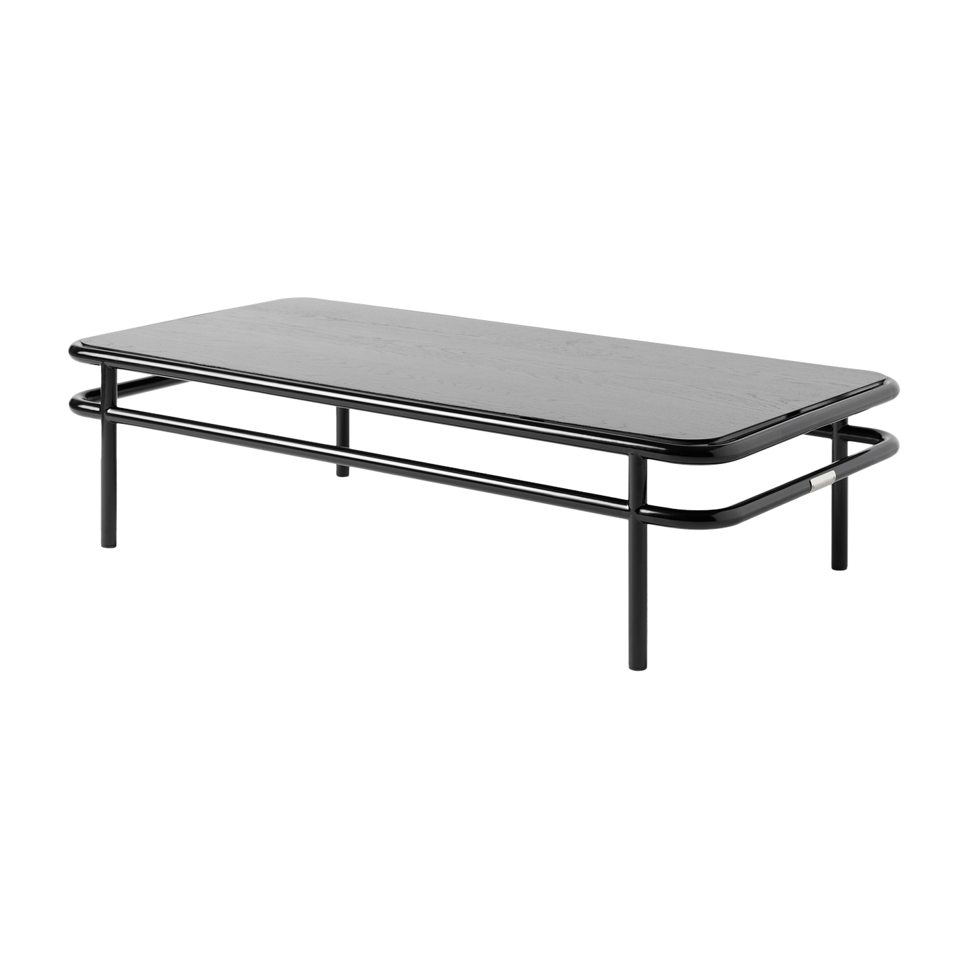 Rechteckiger Couchtisch aus schwarzer Eiche und tiefschwarzem Stahl 120x60x30, 5cm UD -. Tolix
