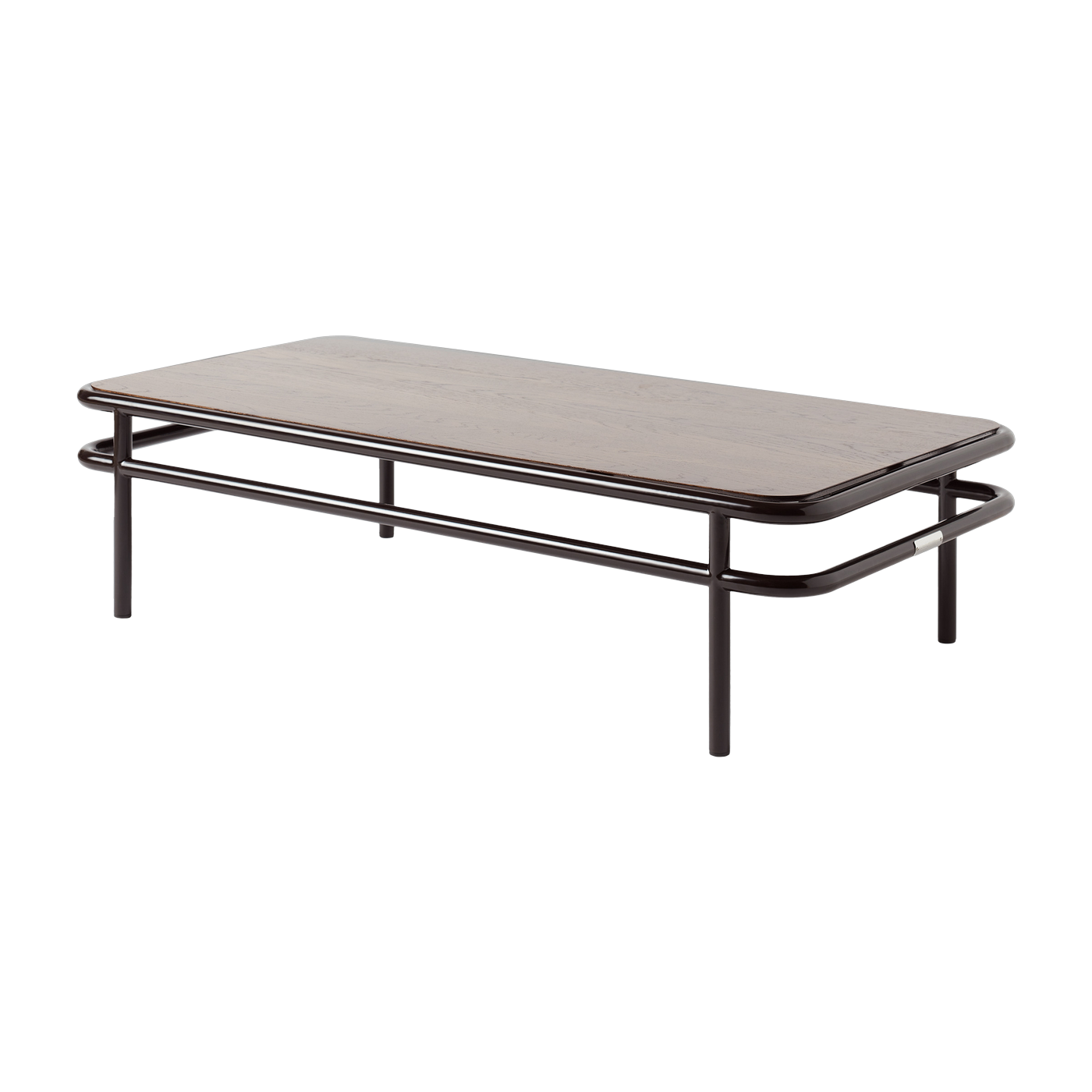 Rechteckiger Couchtisch aus gebeizter Eiche und schwarzbraunem Stahl 120x60x30, 5cm UD -. Tolix