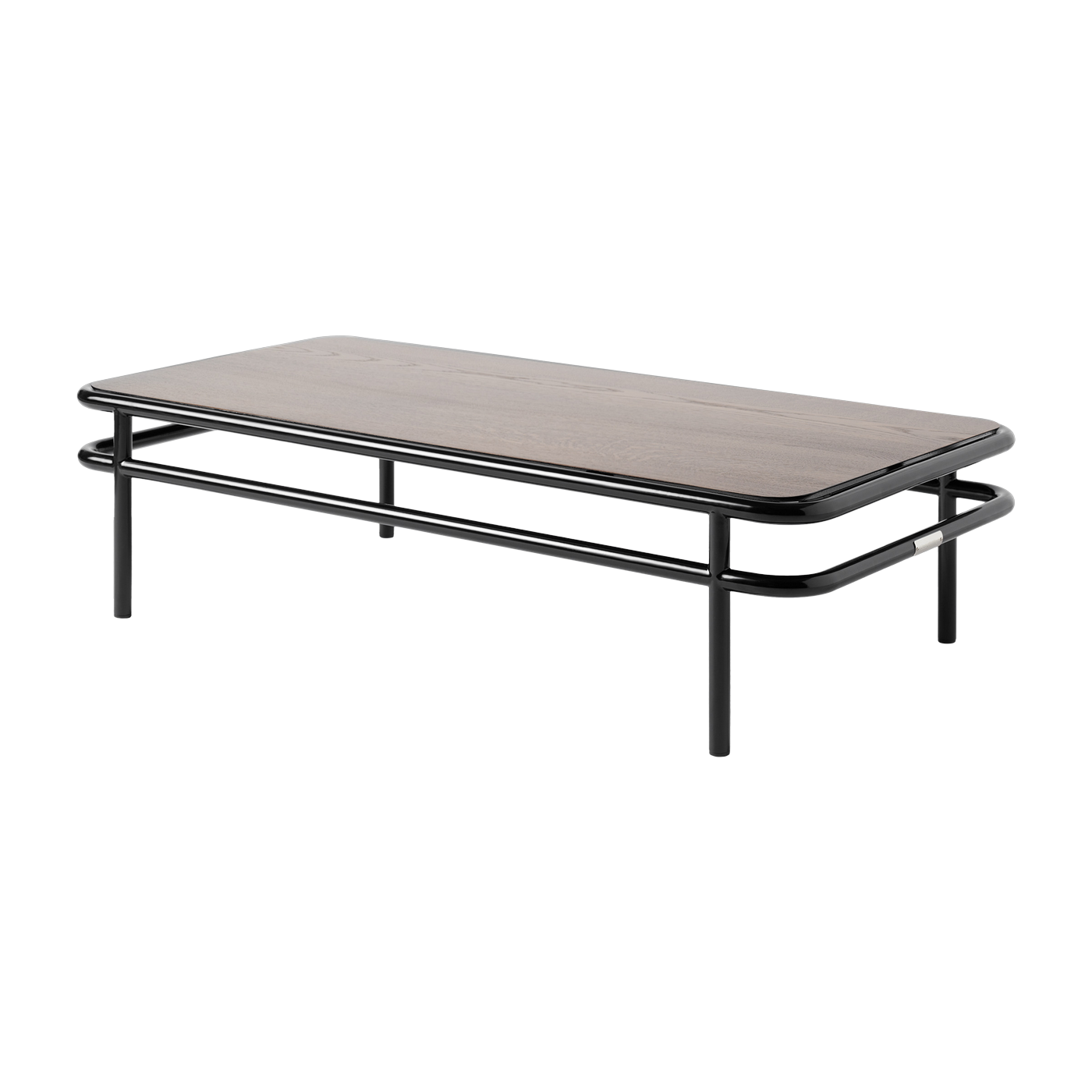 Rechteckiger Couchtisch aus gebeizter Eiche und tiefschwarzem Stahl 120x60x30, 5cm UD -. Tolix