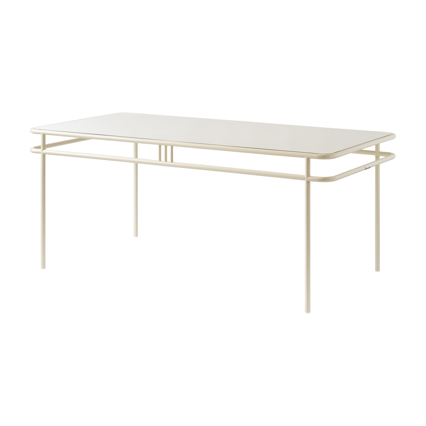Rechteckiger Esstisch aus perlweißem Stahl 180x90x76, 5cm UD - -. Tolix