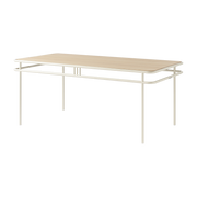 Rectangular dining table in light oak and pearl white steel 180x90x76. 5cm UD - Tolix