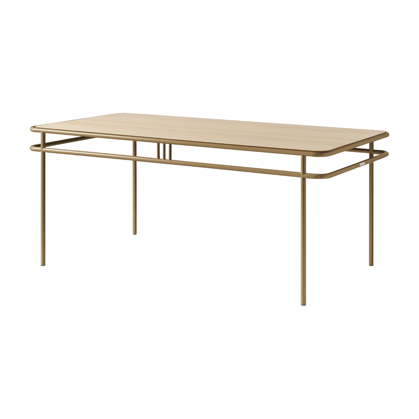 Rechteckiger Esstisch aus heller Eiche und grünbraunem Stahl 180x90x76, 5cm UD - -. Tolix