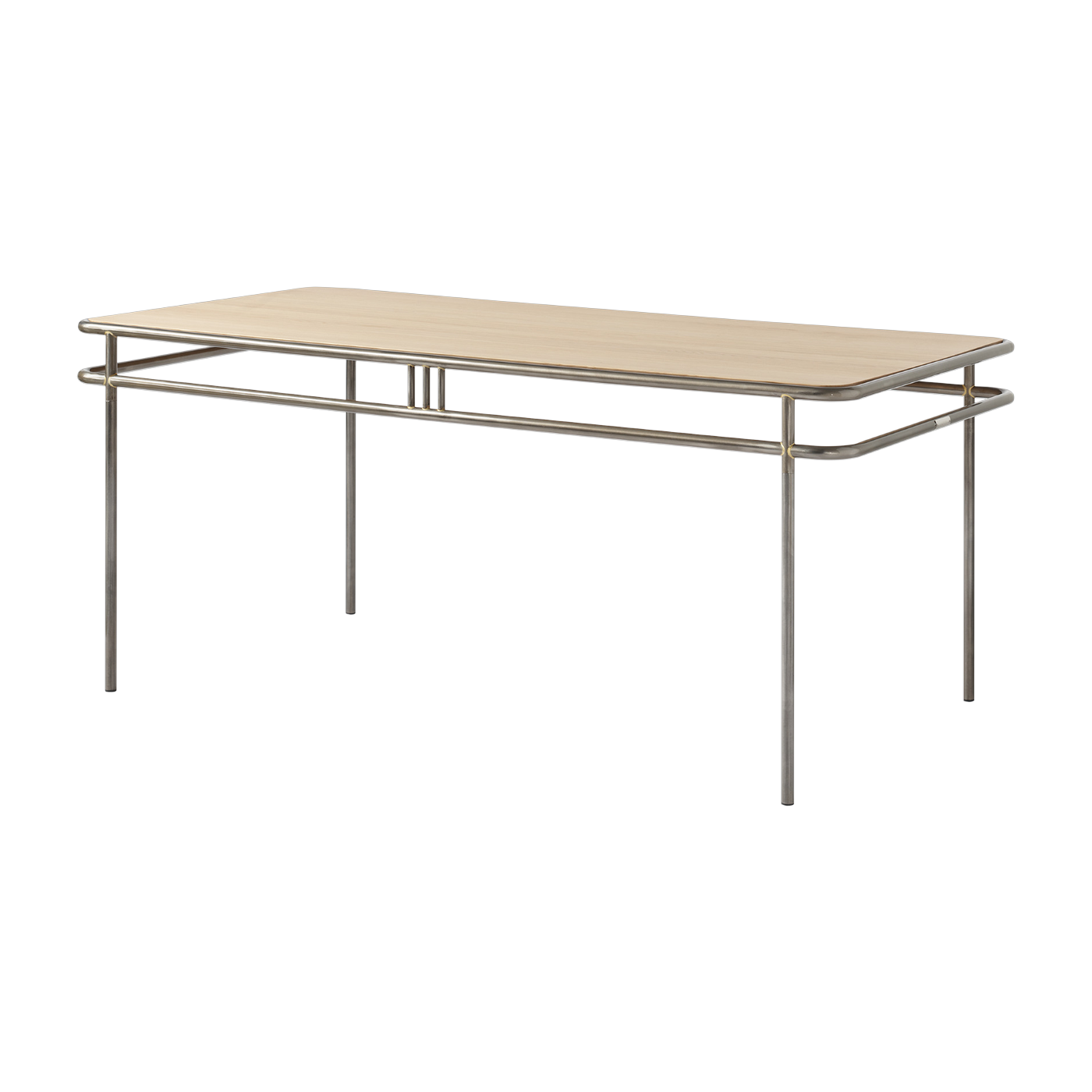 Rechteckiger Esstisch aus heller Eiche und lackiertem Rohstahl 180x90x76, 5cm UD - -. Tolix