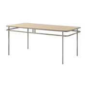 Rectangular dining table in light oak and raw varnished steel 180x90x76. 5cm UD - Tolix
