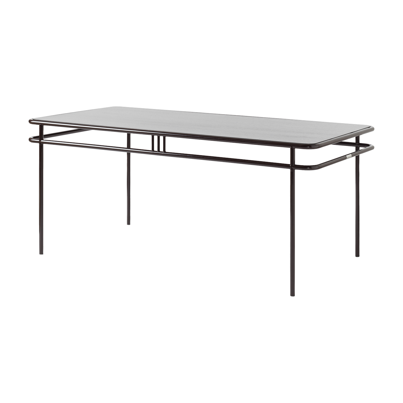 Rechteckiger Esstisch aus schwarzer Eiche und schwarzbraunem Stahl 180x90x76, 5cm UD - -. Tolix