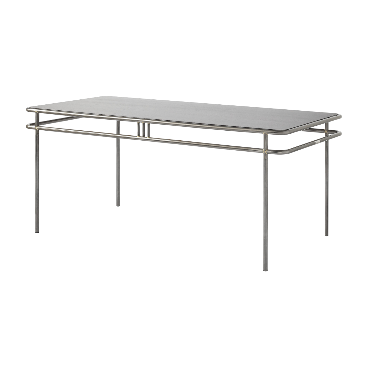 Rechteckiger Esstisch aus schwarzer Eiche und lackiertem Rohstahl 180x90x76, 5cm UD - -. Tolix