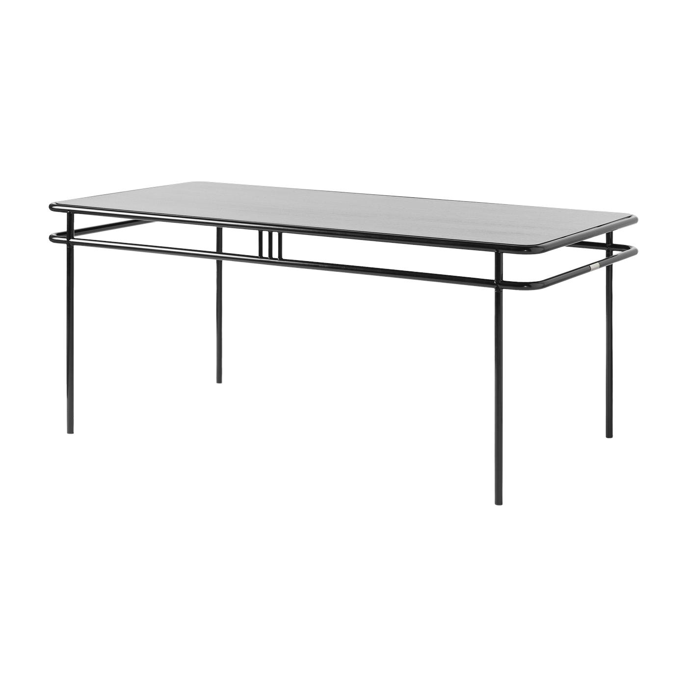 Rechteckiger Esstisch aus schwarzer Eiche und tiefschwarzem Stahl 180x90x76, 5cm UD - -. Tolix