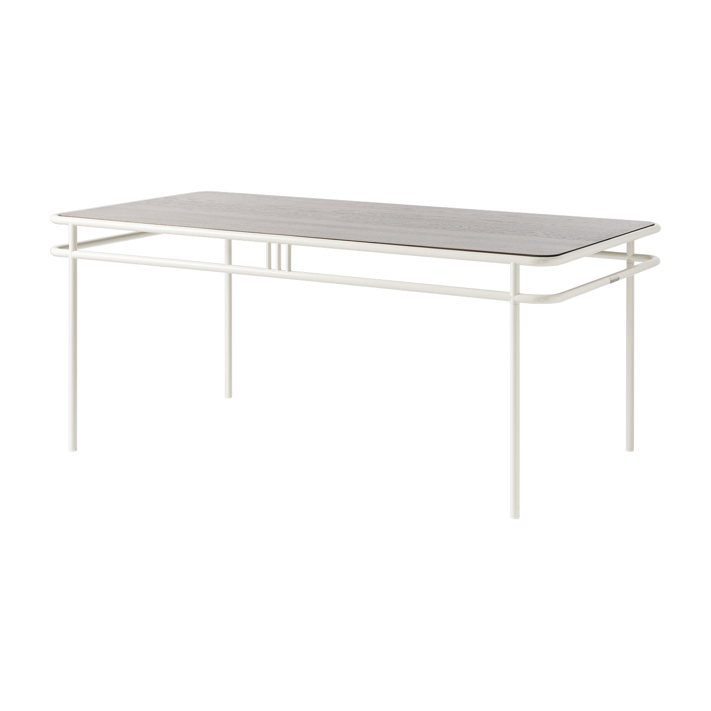 Rechteckiger Esstisch aus gebeizter Eiche und reinweißem Stahl 180x90x76, 5cm UD - -. Tolix