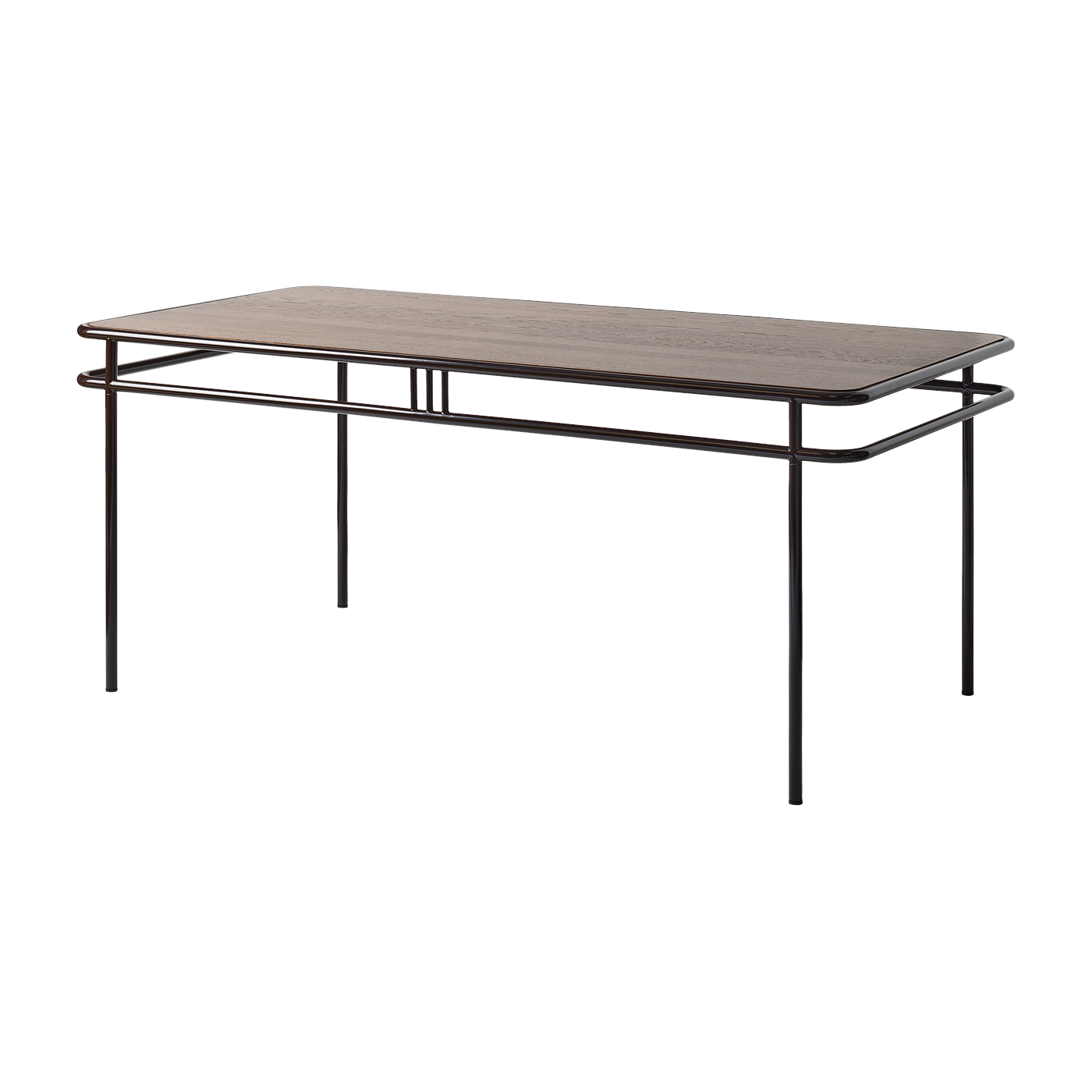 Rechteckiger Esstisch aus dunkel gebeizter Eiche und tiefschwarzem Stahl 180x90x76, 5cm UD - -. Tolix