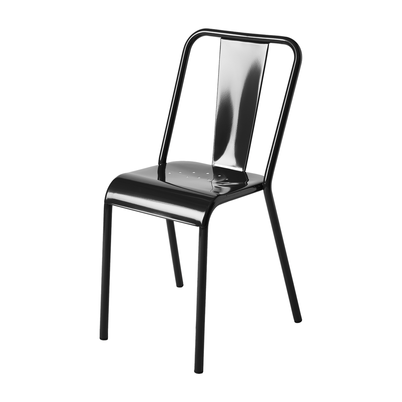 Chaise en acier noir foncé T37 - Tolix