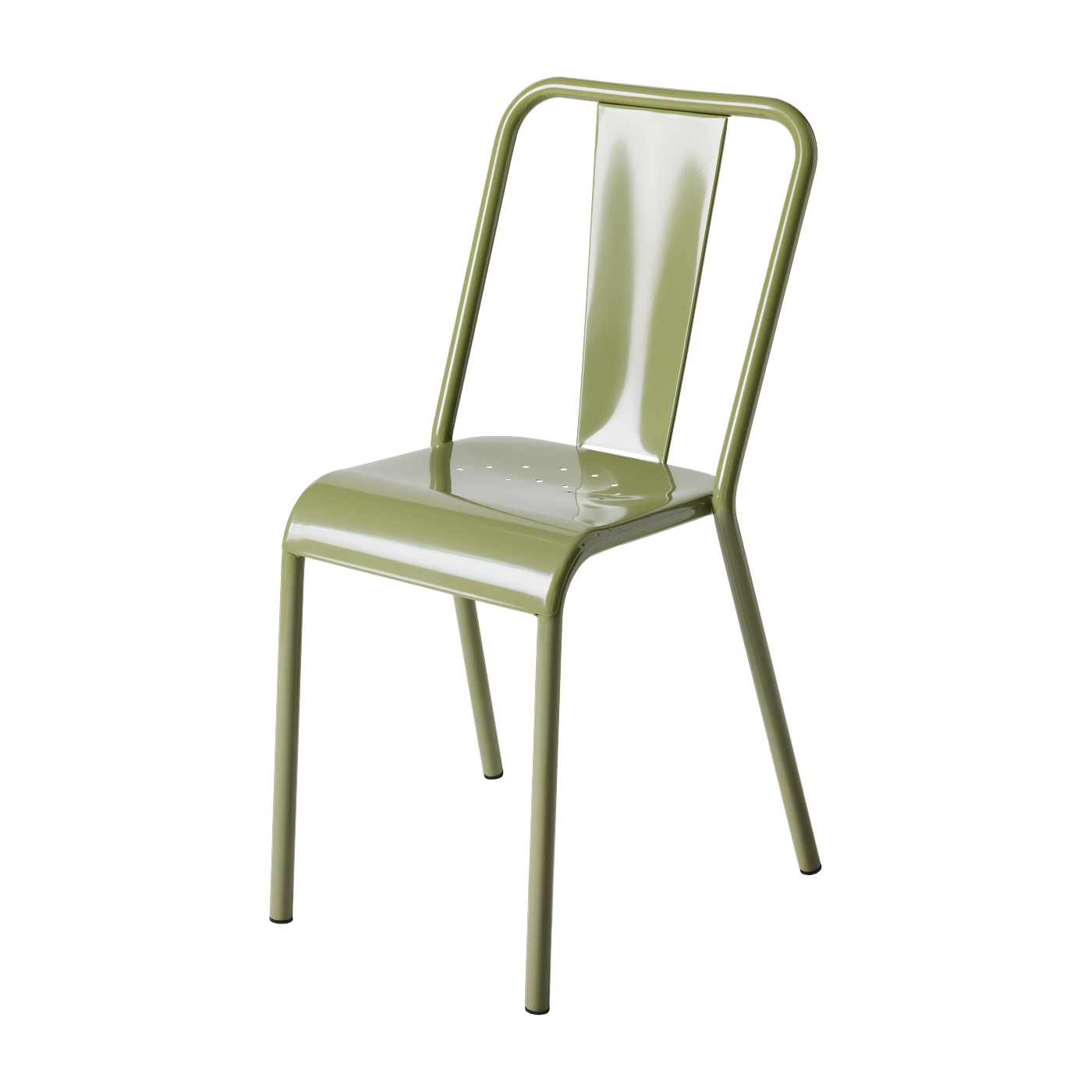 Chaise en acier vert jonc T37 - Tolix