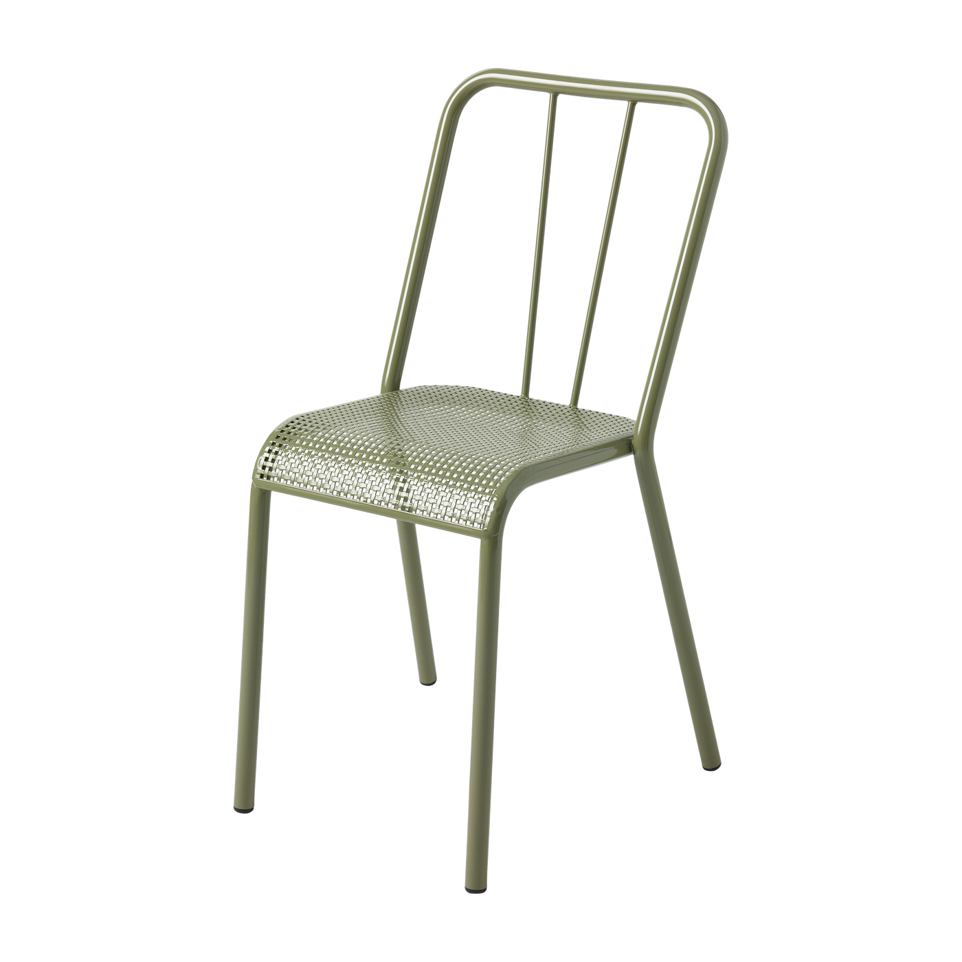 Chaise en acier tressé vert jonc T37 - Tolix