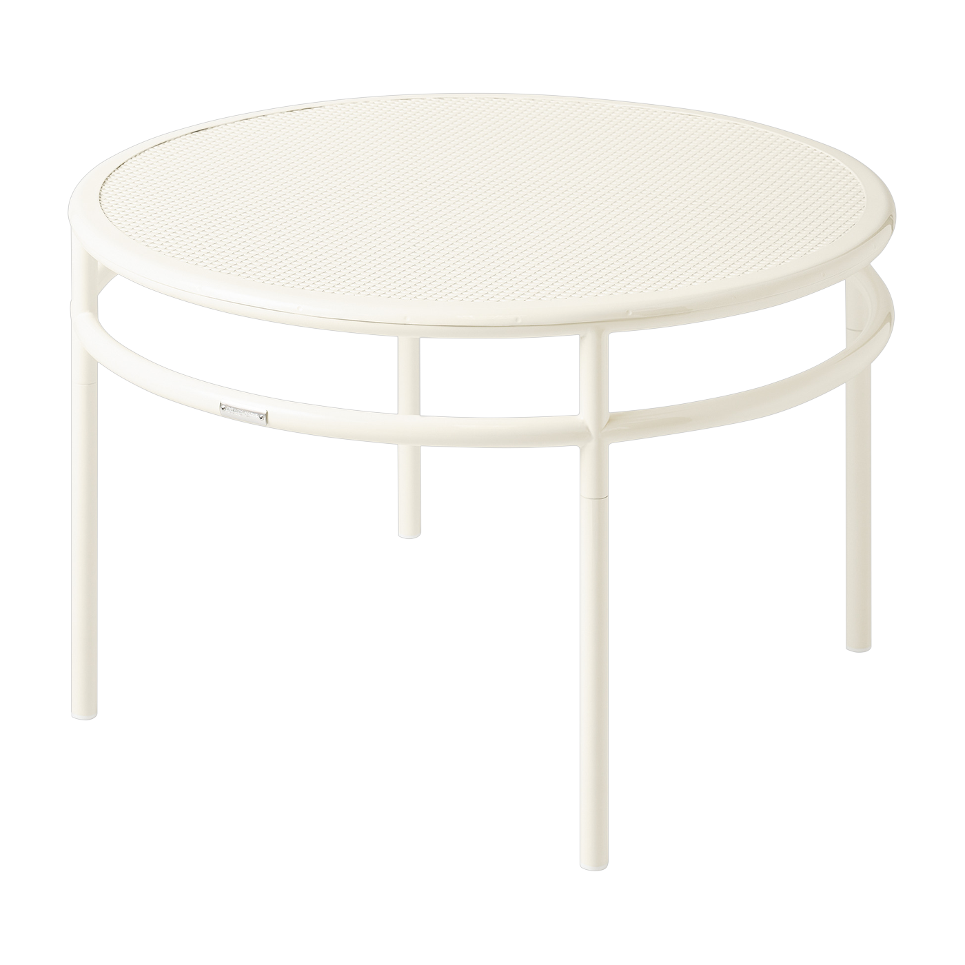 Table basse ronde en acier tressé banc perlé T37 - Tolix