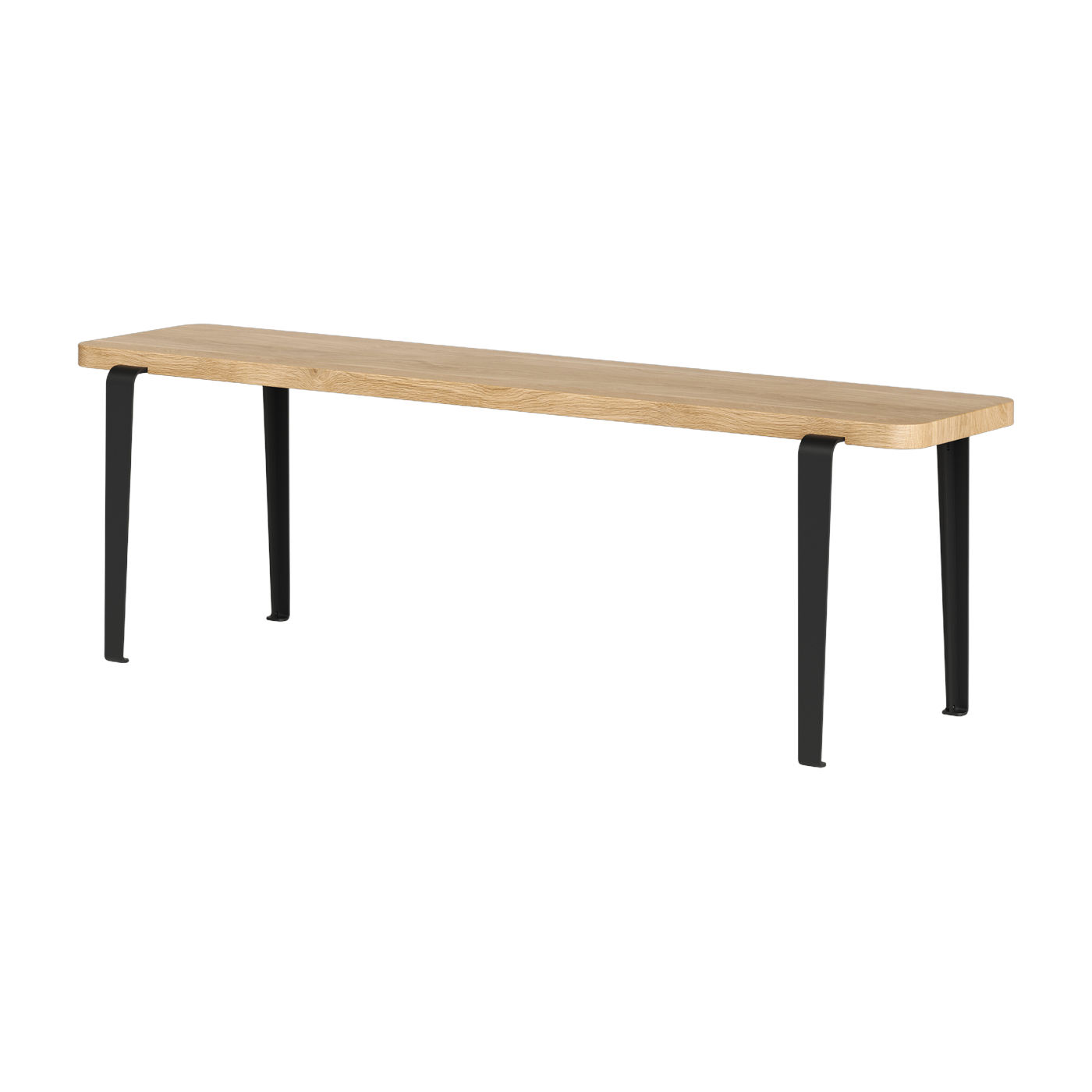 Bench in eco-certified wood and graphite-black steel legs 140 x 30 cm Lou - TIPTOE