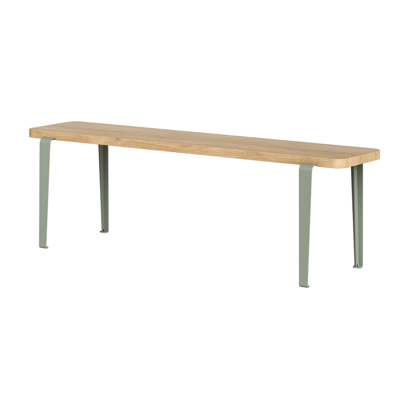 Bench in eco-certified wood and eucalyptus green steel legs 140 x 30 cm Lou - TIPTOE