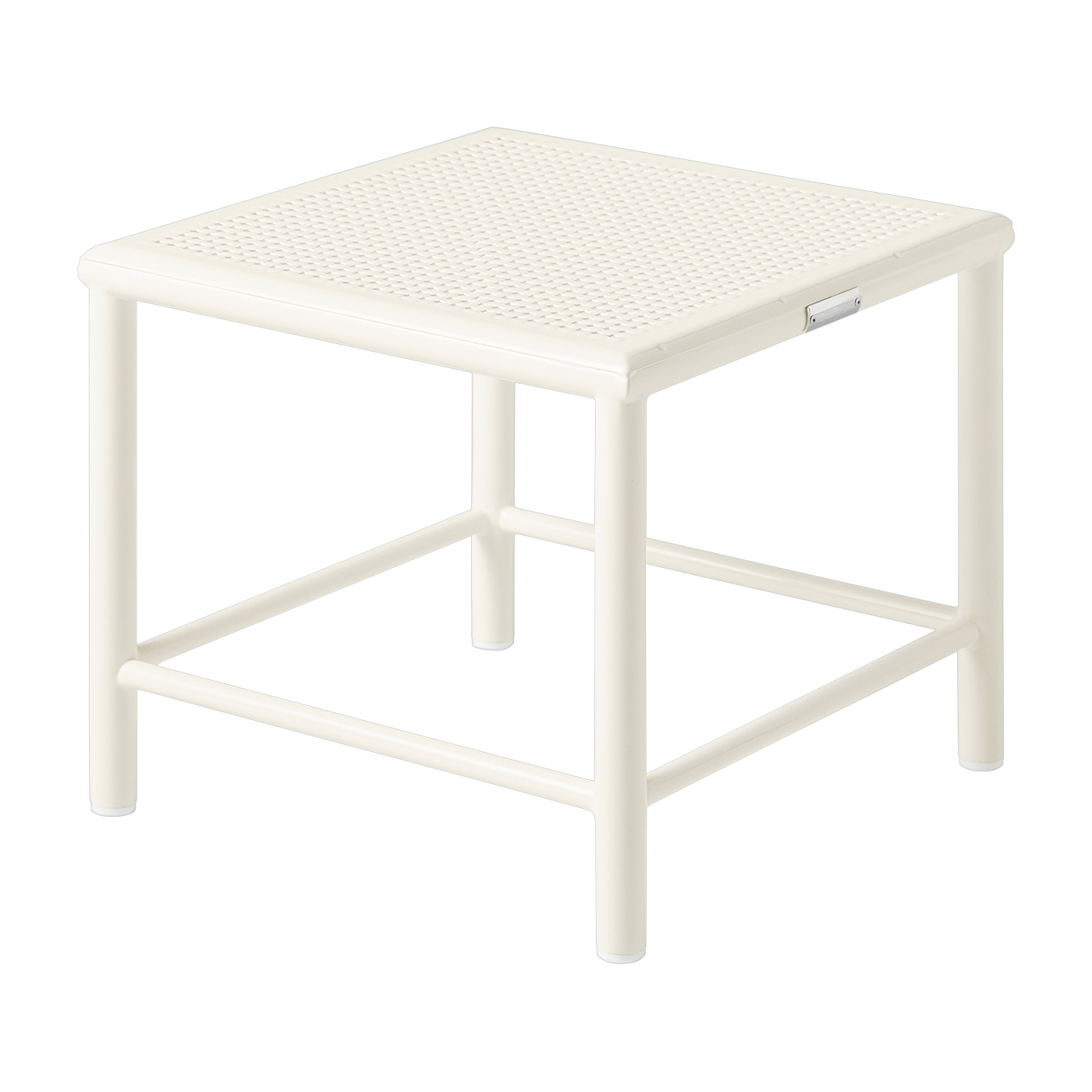 Tabouret carré en acier tressé blanc perlé 30cm T37 - Tolix