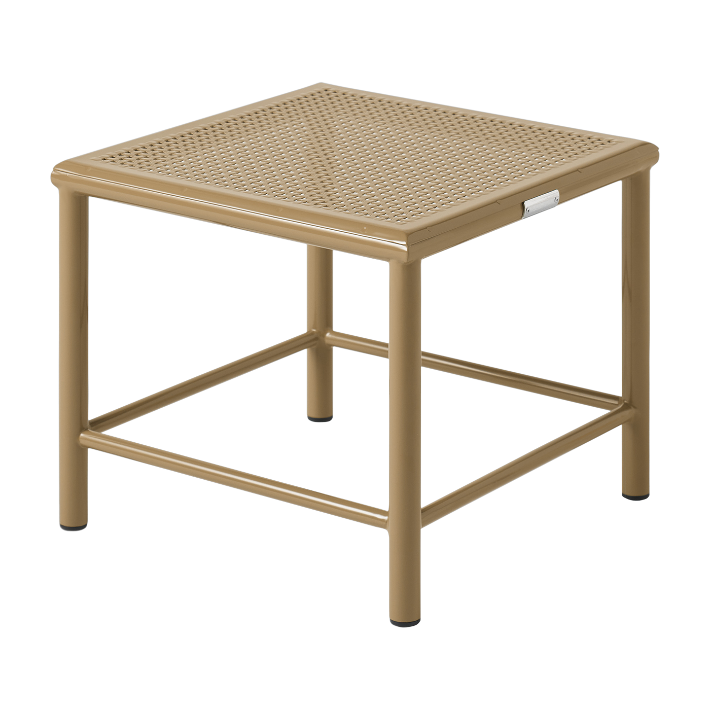 Brown-green braided steel square stool 30cm T37 - Tolix