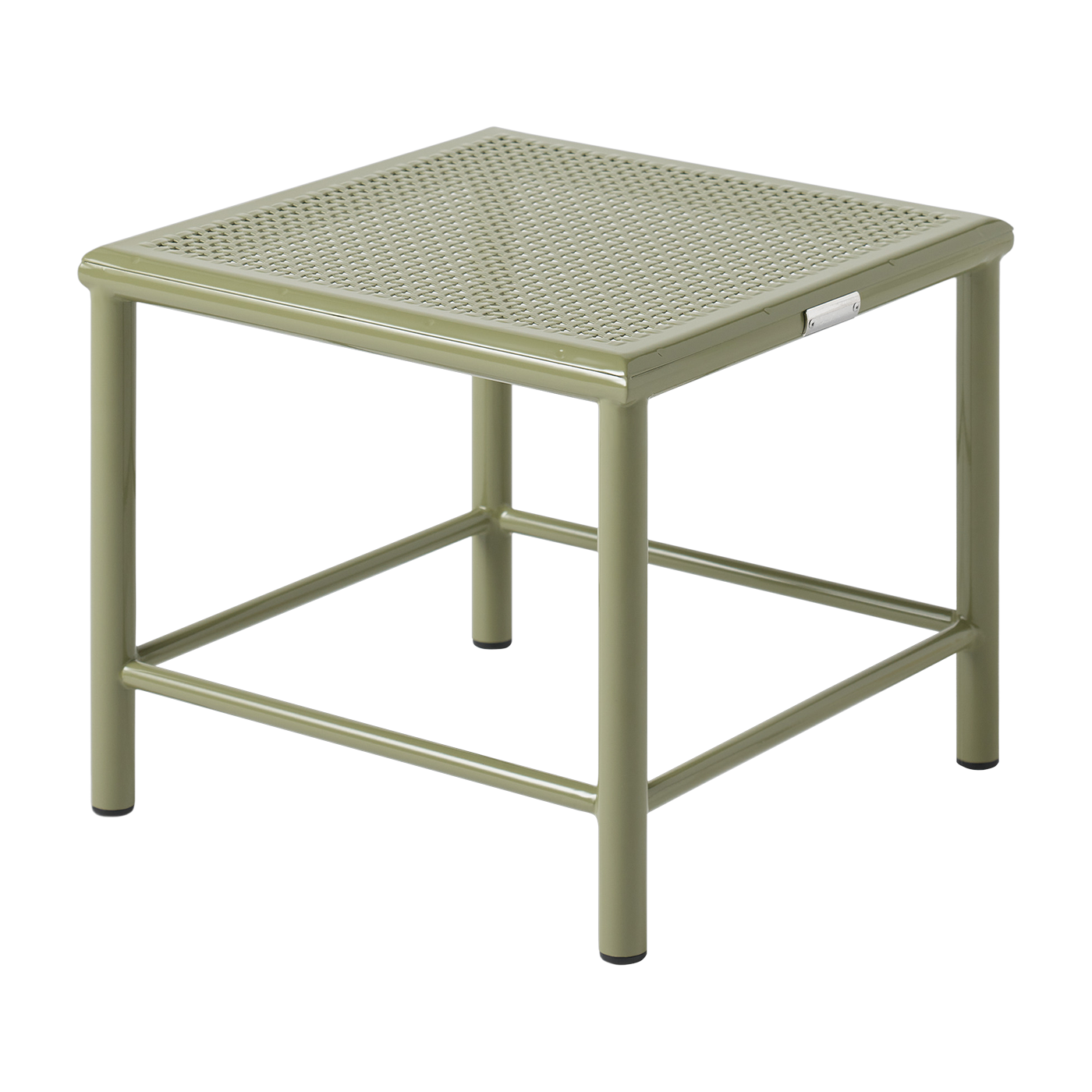 Tabouret carré en acier tressé vert jonc 30cm T37 - Tolix