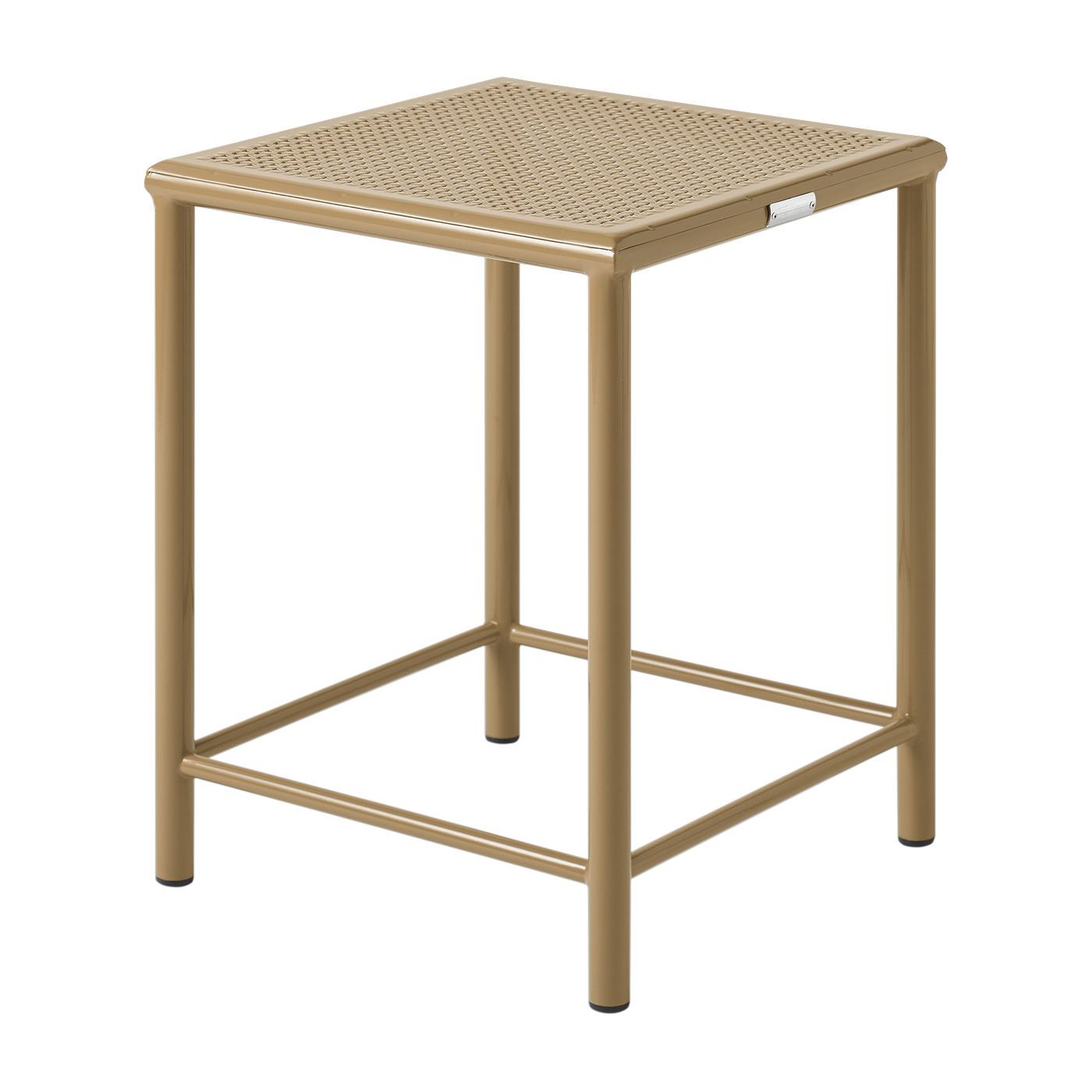 Brown-green braided steel square stool 46cm T37 - Tolix
