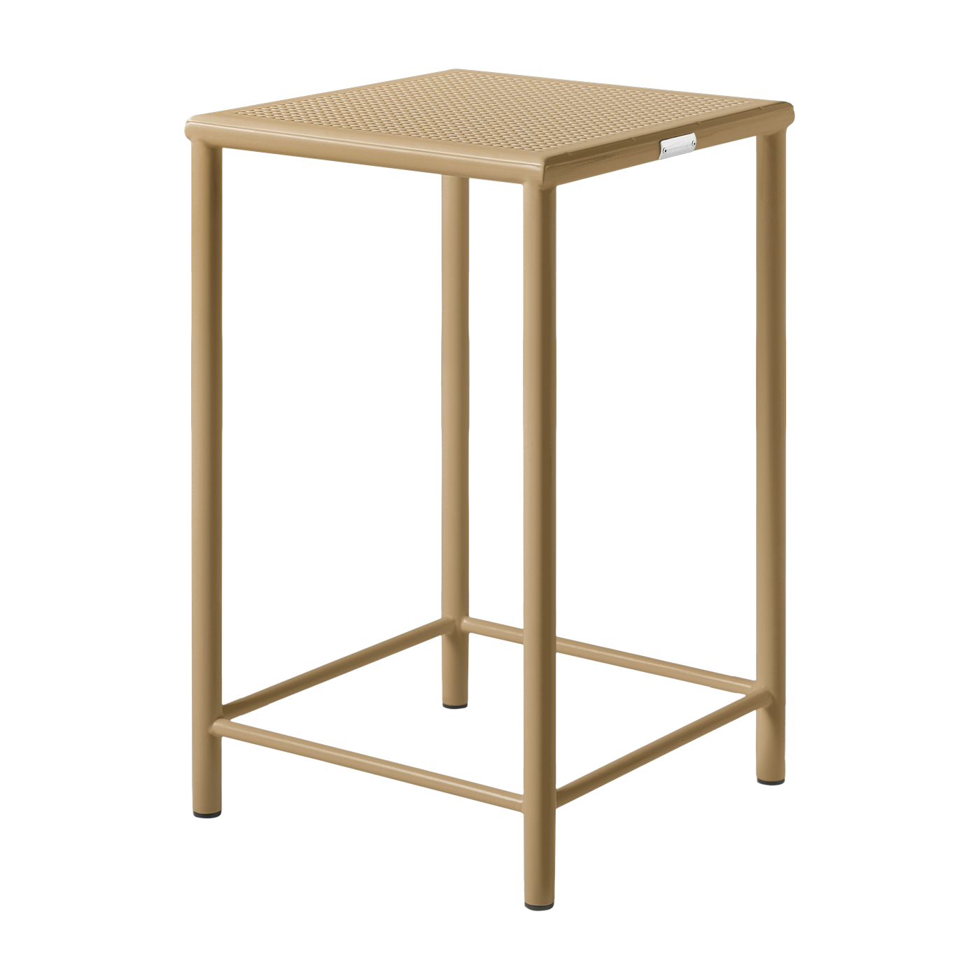 Brown-green braided steel square stool 65cm T37 - Tolix