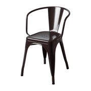 Silla A56 con reposabrazos de acero negro-marrón - Tolix