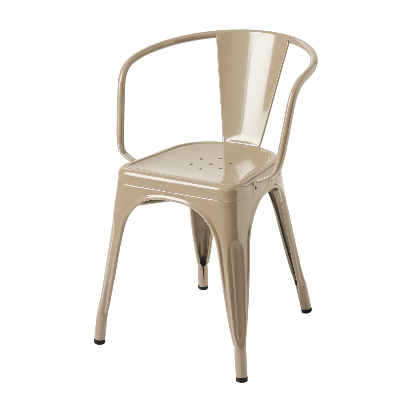 Sedia A56 con braccioli in acciaio grigio-beige - Tolix